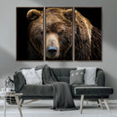 Grizzly Brown Bear Canvas Wall Art, Wildlife Animal Canvas