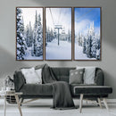 Winter Ski Lift Wall Art Print - Landscape Wall Art | Snowy