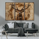 Wood Abstract Deer Wall Art | Rustic Wildlife Canvas Print |
