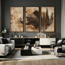 Rustic Grizzly Bear Wall Art, Abstract Grizzly 399 Bear Wall