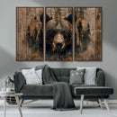 Rustic Grizzly 399 Wall Art | Triptych Canvas Print | Rustic