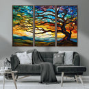 Vibrant Mosaic Tree of Life Wall Art | Stained Glass Style