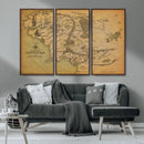 Middle Earth Map Canvas Wall Art – Vintage Fantasy Map