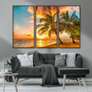 Tropical Sunset Beach Canvas Wall Art Print – Vibrant Palm by MyGreatCanvas | Canvas Wall Art Prints | Photo Prints & Wall Decor