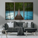 Suspension Bridge Over River Canvas Art | 3-Panel Nature by MyGreatCanvas | Canvas Wall Art Prints | Photo Prints & Wall Decor