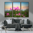 Pink Flower on the Mountain Canvas Print, Framed Pink Flower