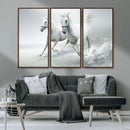 Large Wall Art Canvas Print – Beautiful Running White Horses