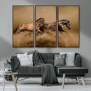 Large Wall Art Canvas Print – Two Running Brown Horses