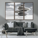 Still Life Black and White Zen Stones Wall Art Canvas,