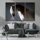 Large Wall Art Cream Colored Horse on Grey Background Canvas