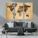 Push Pin World Map Canvas Print – Framed Travel Tracker Wall
