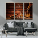 Whiskey and Cigar Wall Art Canvas | 3 Panel Bar Room Decor by MyGreatCanvas | Canvas Wall Art Prints | Photo Prints & Wall Decor