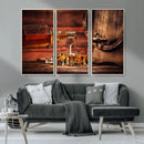 Whiskey and Cigar Canvas Wall Art | 3 Panel Bar Room Decor by MyGreatCanvas | Canvas Wall Art Prints | Photo Prints & Wall Decor