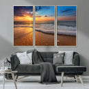 Sunset and Beach at Night Wall Art Canvas Print