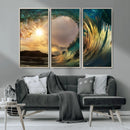Golden Wave Sunset Canvas Print – Large Coastal Wall Art for