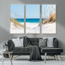 Serene Coastal Dune Path with Ocean View, 3-Panel Beach