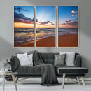 Serene Ocean Sunset Canvas Print, Golden Hour Beach Wall