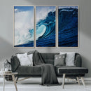 Ocean Wave at Sunset Canvas Art, Large Wall Print of Vibrant