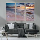 Sea Ocean Sunset Beach Wall Art Canvas Print
