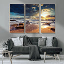 Golden Hour Beach Sunset Canvas Triptych, Ocean Waves and by MyGreatCanvas | Canvas Wall Art Prints | Photo Prints & Wall Decor