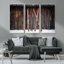 Vintage Ski Gear Canvas Print, Vintage Ski Gear Against