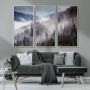 Beautiful Rising Fog in Winter Mountain Landscape- Framed