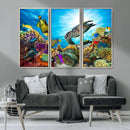 Aquatic Life Sea Turtles Fish Wall Art Canvas Print