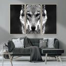 Black and White Wild Wolf Wall Art Canvas Print