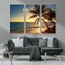 Sunset Palm Trees Wall Art Canvas Print