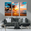 Palm Tree Sunset On The Beach Wall Art Canvas, Framed Palm by MyGreatCanvas | Canvas Wall Art Prints | Photo Prints & Wall Decor
