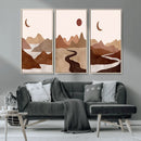 Boho Wall Art Canvas Print Set Mid-Century Prints Bohemian