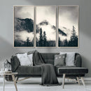 Large Foggy Mountain Forest Wall Art Canvas Print | Misty