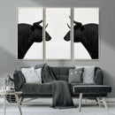 Spanish Bull Art - Framed Black and White Bull Canvas Print
