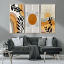 Modern Boho Sun and Leaf Abstract Art – 3-Panel Giclée by MyGreatCanvas | Canvas Wall Art Prints | Photo Prints & Wall Decor