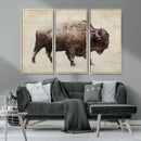 Buffalo Wall Art, Western Bison Canvas Print, Rustic Buffalo