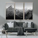 Everest Himalaya Mountain Peaks Black & White Triptych