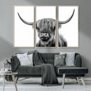 Grayscale Scottish Highland Cow Cattle Art Print Farmhouse by MyGreatCanvas | Canvas Wall Art Prints | Photo Prints & Wall Decor