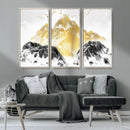 Golden Mountain Triptych Wall Art Canvas Print, Modern