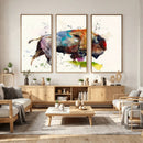Abstract Buffalo Wall Art, Western Watercolor Bison Canvas