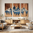 Rustic Wood Style Mountain Wall Art, Nature Forest Canvas