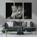 Lion Couple Wall Art Canvas Print – Elegant Black and White