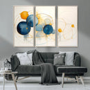 Geometric Blue Orange Abstract Wall Art Canvas, Geometric