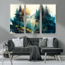Watercolor Trees Forest Abstract Wall Art Canvas Print,
