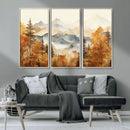 Golden Autumn Forest Wall Art Canvas | Mountain Landscape