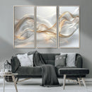 Abstract art Grey and Gold Lines Wall Art