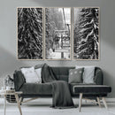 Winter Ski Lift Black and White Canvas Wall Art – Alpine