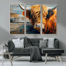 Highland Cow Abstract Canvas Wall Art – Bold Farmhouse
