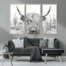 Rustic Charm | Cow Longhorn Black White Bighorn Wall Art by MyGreatCanvas | Canvas Wall Art Prints | Photo Prints & Wall Decor