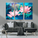 Pink Lotus Flower Canvas Wall Art | Vibrant Floral Wall