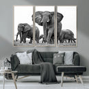 Black White Elephant Family Wall Art Canvas Print by MyGreatCanvas | Canvas Wall Art Prints | Photo Prints & Wall Decor